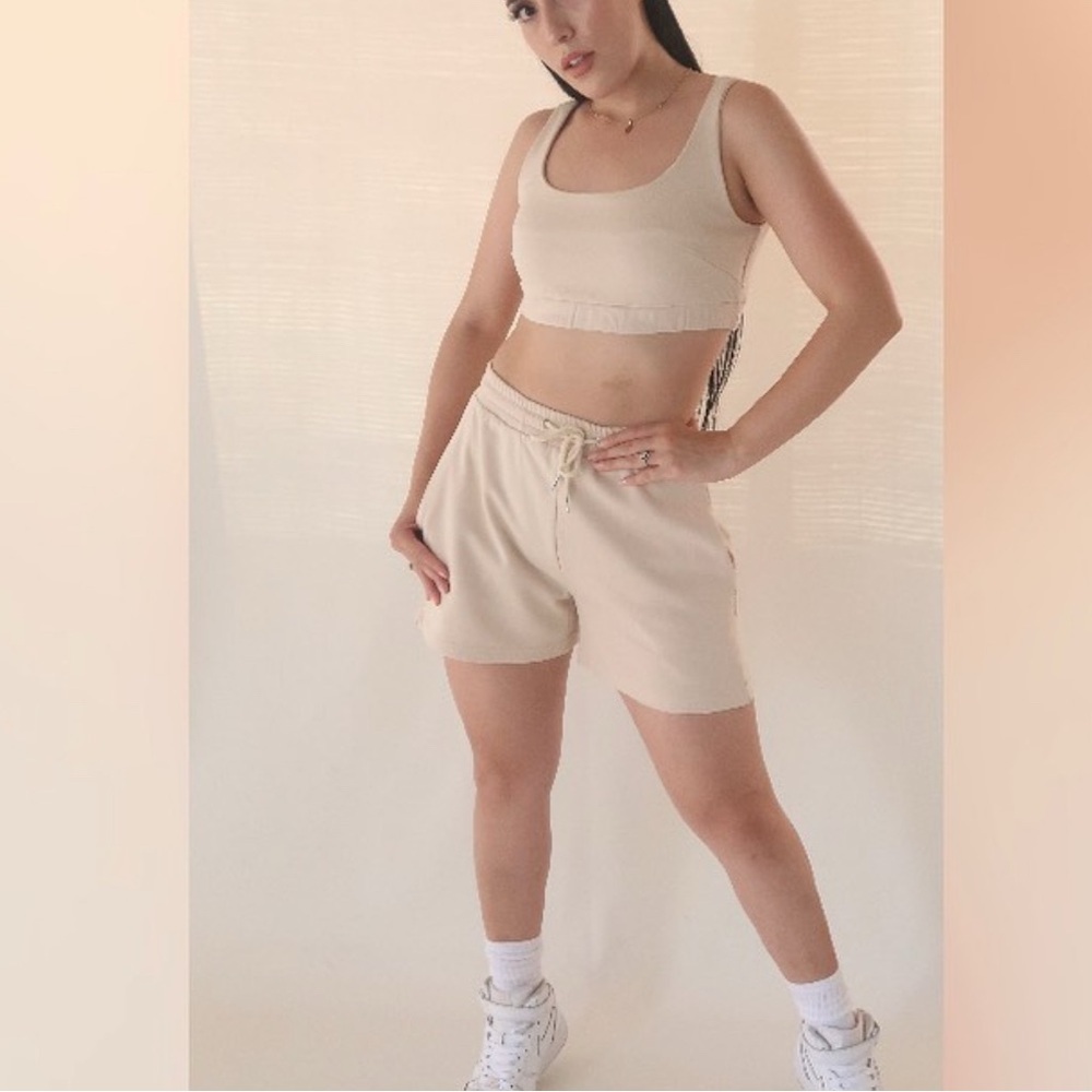 Beige Crop Top and Shorts Set - Picture 2 of 8